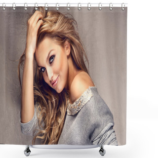 Personality  Wonderful Young Blonde Woman Shower Curtains