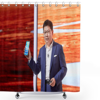 Personality  In This Handout Picture, Richard Yu Chengdong, Chief Executive Of Huawei's Consumer Business Group, Speaks To Introduce The Huawei Mate 20 Series Smartphones At The Global Launch Event In London, UK, 16 October 2018. Shower Curtains