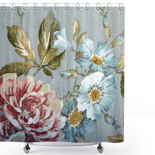 Personality  Vintage Wallpaper With Floral Pattern Shower Curtains