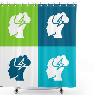 Personality  Brainstorm Flat Four Color Minimal Icon Set Shower Curtains