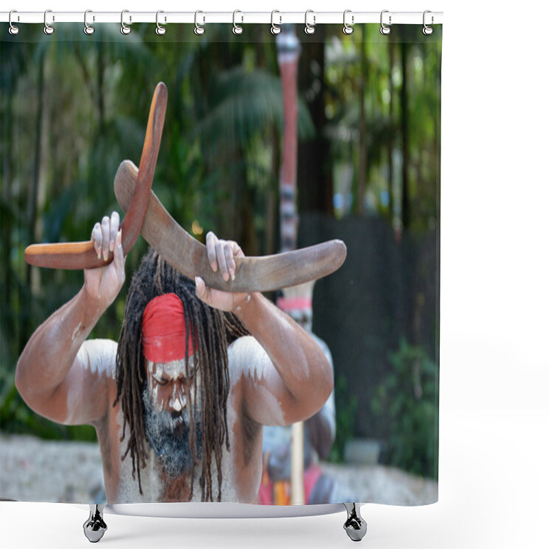 Personality  Portrait Of One Yugambeh Aboriginal Man Shower Curtains