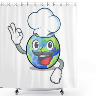 Personality  Chef Earth Above The Sky The Mascot Vector Illustration Shower Curtains