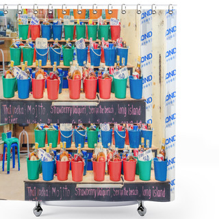Personality  Colorful Buckets With Drinks To Buy, Thailand Shower Curtains