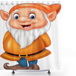 Personality  Cartoon Happy Dwarf Isolated On White Background Shower Curtains