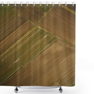 Personality  Aerial View Of Rows Of Agricultural Fields, Europe Shower Curtains