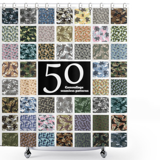 Personality  Set Of Seamless Camouflage Pattern Vector Shower Curtains