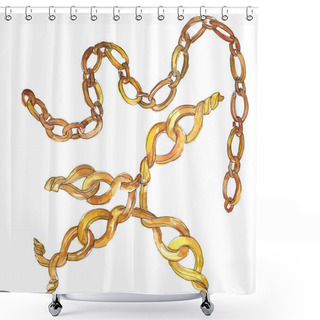 Personality  Golden Chains Sketch Glamour Illustration In A Watercolor Style Isolated Element. Watercolour Background Set. Shower Curtains