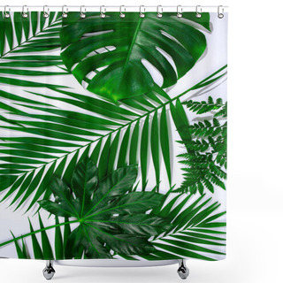 Personality  Green Leaf Exotic Plants Seamless. Art Collage For Floral Print Shower Curtains