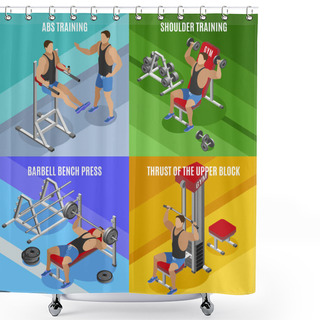 Personality  Body Building Isometric Design Concept Shower Curtains