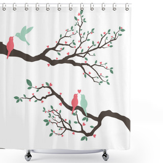Personality  Wedding Invitation With Love Bird Shower Curtains