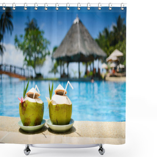 Personality  Pina Colada Drink At Pool And Bar Shower Curtains