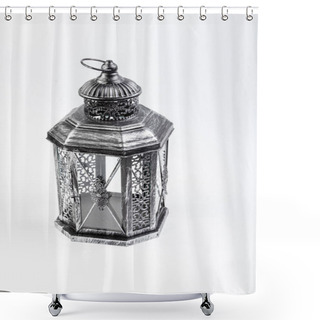 Personality  Beautiful Vintage Metal Lantern On A White Background  Shower Curtains