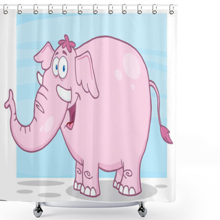 Personality  Happy Pink Elephant Shower Curtains