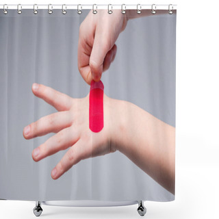 Personality  Red Patch On Hand Shower Curtains