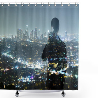 Personality  Businessman And Night City Shower Curtains