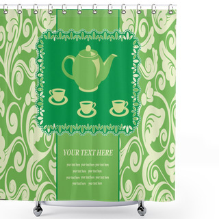 Personality  Vintage Card With Teapot. Vector Illustration Shower Curtains