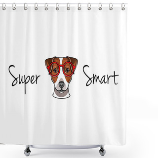 Personality  Jack Russell Terrier In Smart Glasses. Dog Geek. Vector Illustration. Shower Curtains