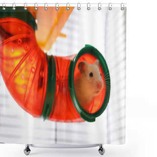 Personality  Cute Little Fluffy Hamster In Play House Shower Curtains