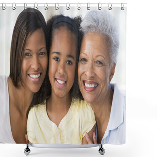 Personality  Grandmother With Adult Daughter And Grandchild Shower Curtains