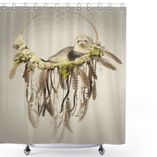 Personality  Ferret Relaxing In Dreamcatcher Bed For Portrait Shower Curtains