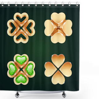 Personality  Vector Golden Four-leaf Clovers Set1 Shower Curtains