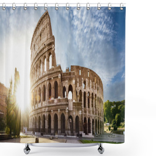 Personality  Colosseum In Rome And Morning Sun, Italy Shower Curtains