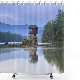 Personality  Lonely House On The River Drina In Bajina Basta, Serbia Shower Curtains