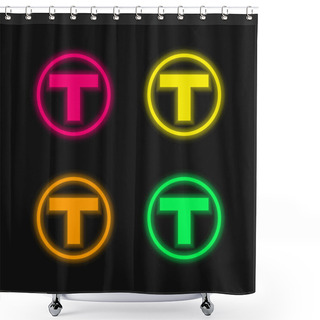 Personality  Boston Metro Logo Four Color Glowing Neon Vector Icon Shower Curtains