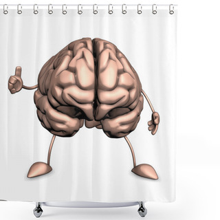 Personality  Fun Brain Giving Thumbs Up Shower Curtains