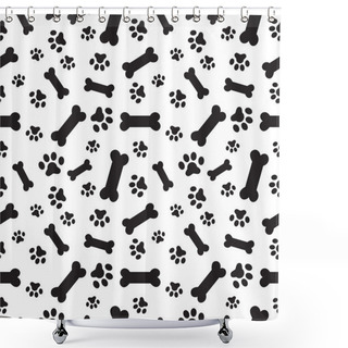Personality  Dog Bones And Paws Pattern Shower Curtains
