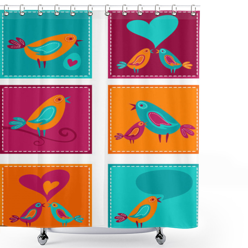 Personality  Cute Birds Shower Curtains