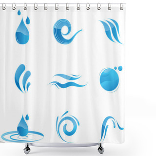 Personality  Glossy Water Icons Shower Curtains