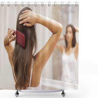 Personality  Beautiful Brunette Woman Shower Curtains