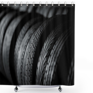 Personality  Tire Stack Background Shower Curtains