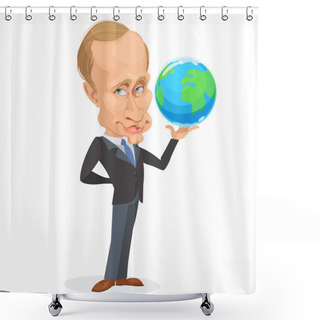 Personality  Vector Illustration Of A Cartoon Portrait Of President Vladimir  Shower Curtains