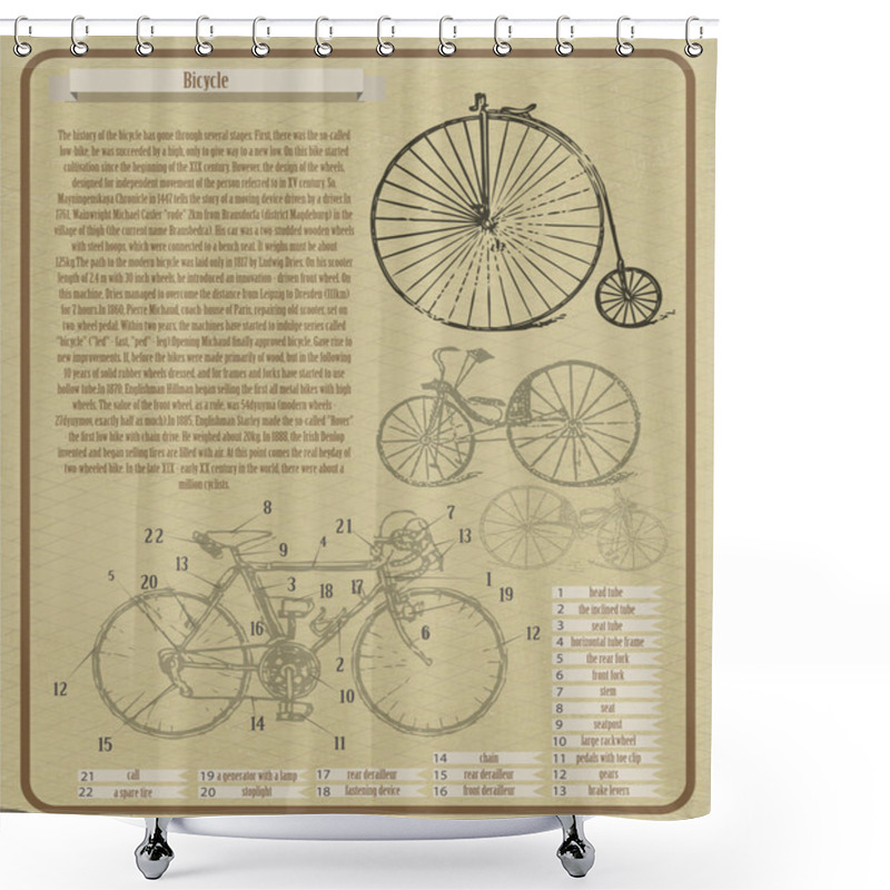 Personality  Vector Background With Bicycles Shower Curtains