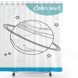 Personality  Coloring Page For Kids With Colorful Cartoon Uranus Planet. A Printable Worksheet, Vector Illustration. Shower Curtains