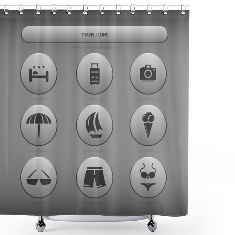 Personality  Travel Icons Set,  Vector Illustration   Shower Curtains