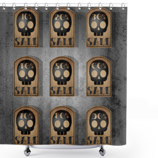 Personality  Set Of Vector Sale Skull Stickers Shower Curtains