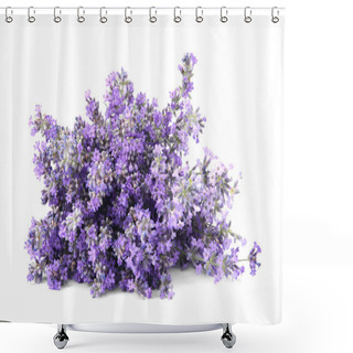Personality  Beautiful Tender Lavender Flowers On White Background Shower Curtains