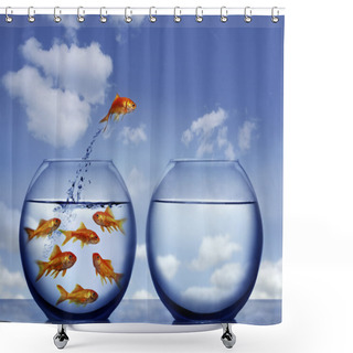 Personality  Goldfish Jumping Out Of The Water Shower Curtains
