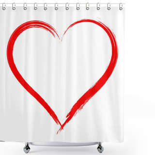 Personality  Vector Heart Shape Frame With Brush Painting Isolated On White Background Shower Curtains