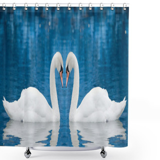 Personality  Couple Of Swans Shower Curtains