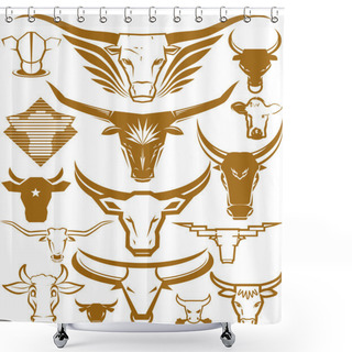 Personality  Cow And Bull Head Collection Shower Curtains