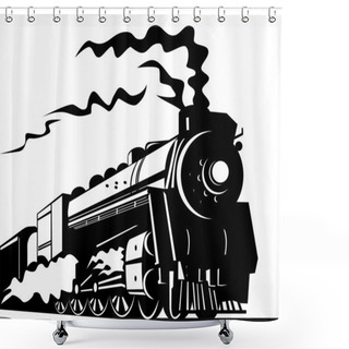 Personality  Steam Train Locomotive Shower Curtains