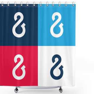 Personality  Ampersand Symbol Blue And Red Four Color Minimal Icon Set Shower Curtains