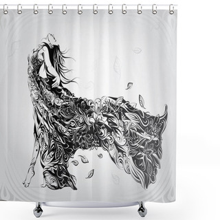 Personality  Silhouette Of Girl In The Evening Dress Shower Curtains