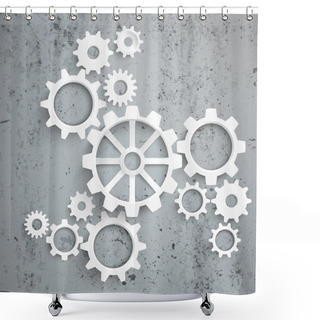 Personality  Big Machine White Gears Shower Curtains