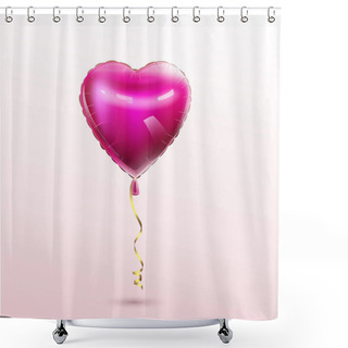 Personality  3D Heart Balloon Isolated On White Background. Vector Festive Decoration For Valentines Day, Womans Day Birthday, Mother's Day Greeting Card Poster Banner Design Template Balloon Wedding Anniversary. Shower Curtains