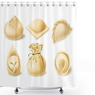 Personality  Realistic Vector Clipart Of Different Dumplings Shower Curtains